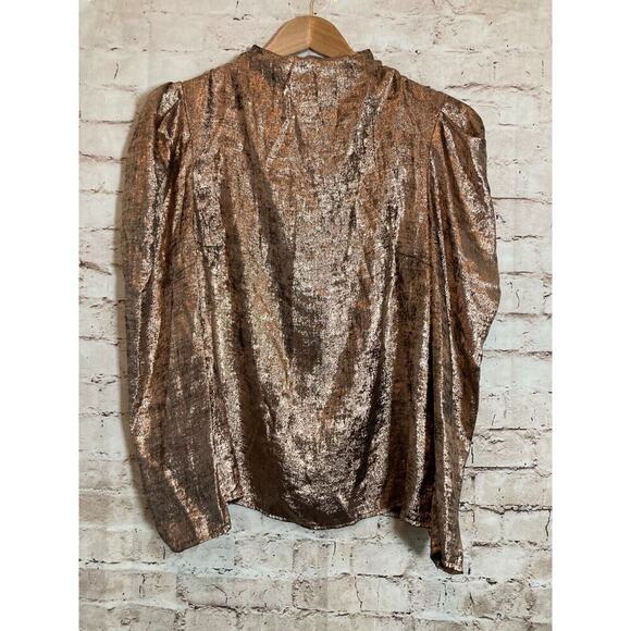 Future Collective Kahlana Barfield Brown Top Womens Small Copper Satin Shimmer - Picture 1 of 16